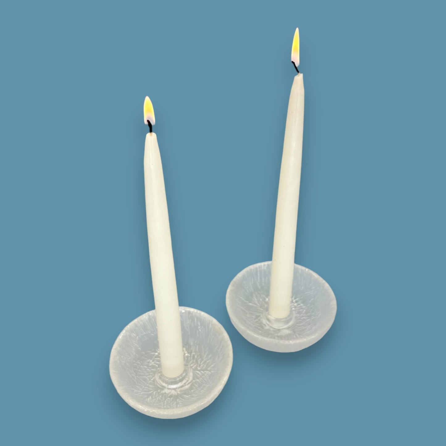 Hadeland Furu Pressed Glass Candle Holders Pair by Severin Brorby