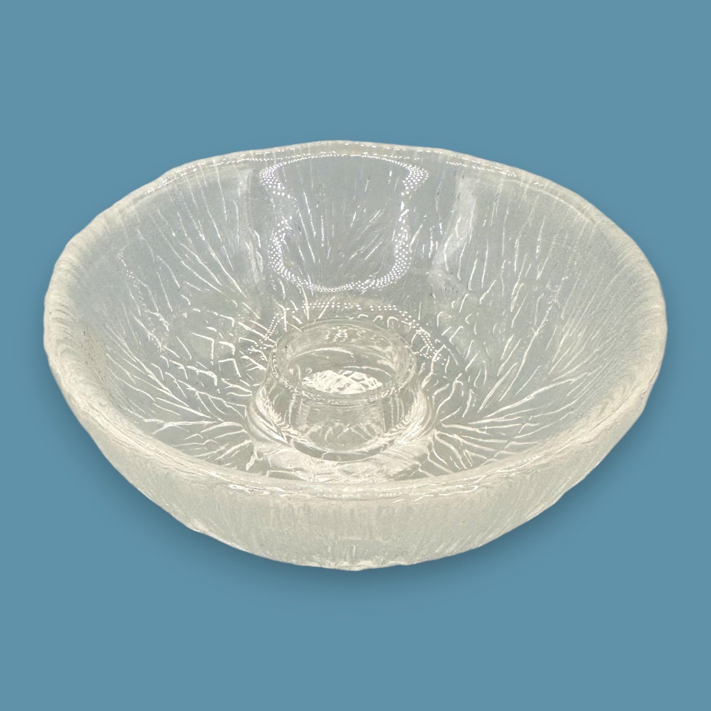 Hadeland Furu Pressed Glass Candle Holders Pair by Severin Brorby