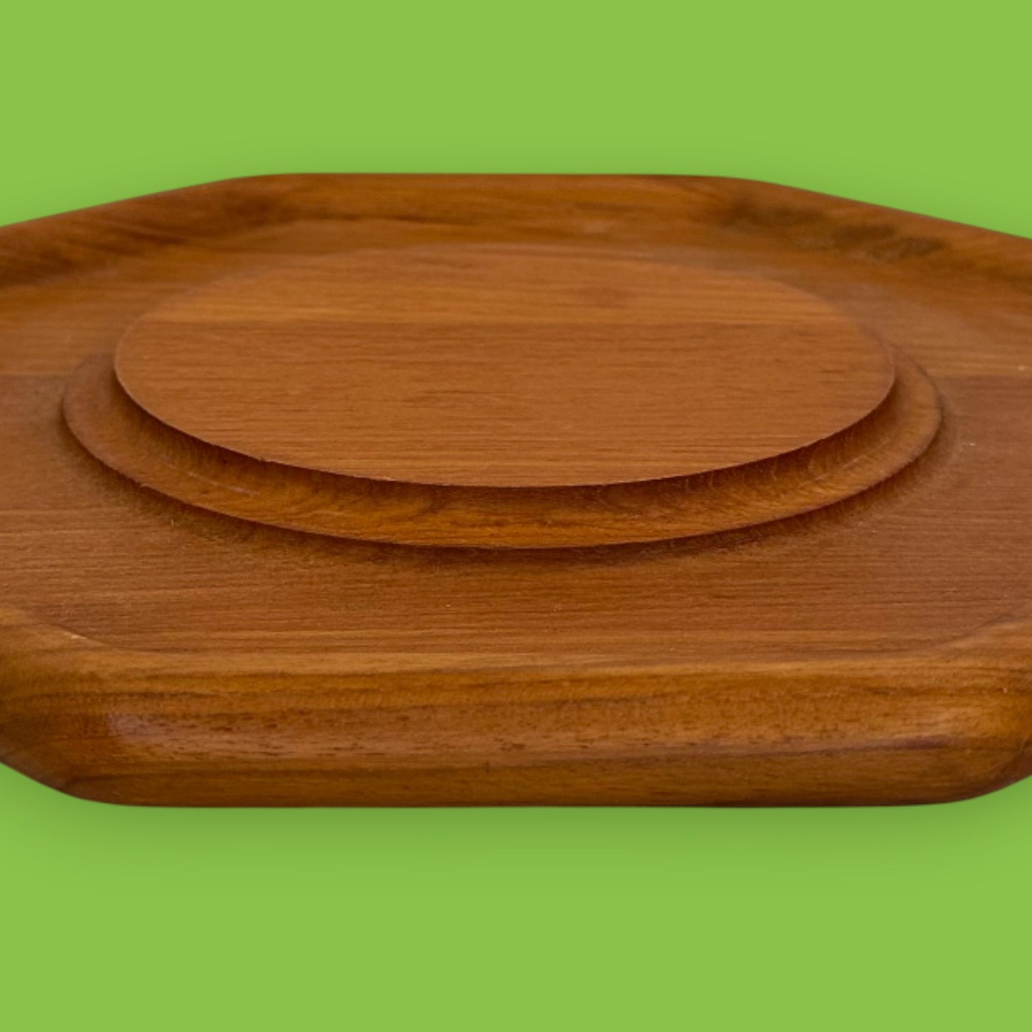 Vintage Genuine Teak Wood Octagonal Serving Plate 12 Inch