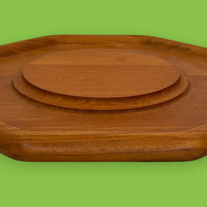 Vintage Genuine Teak Wood Octagonal Serving Plate 12 Inch