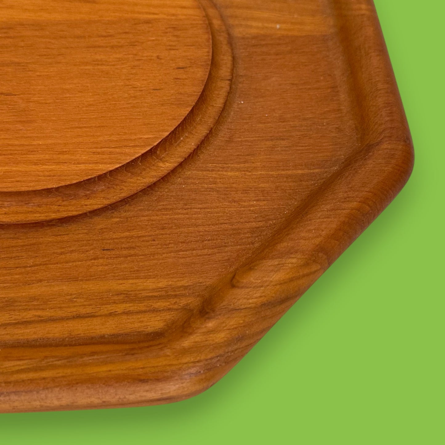 Vintage Genuine Teak Wood Octagonal Serving Plate 12 Inch