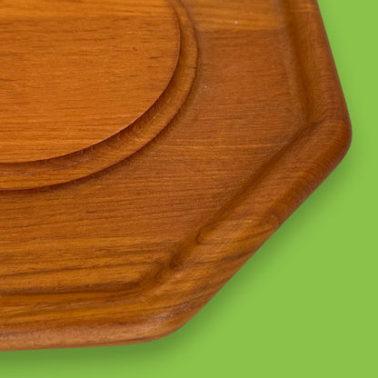 Vintage Genuine Teak Wood Octagonal Serving Plate 12 Inch