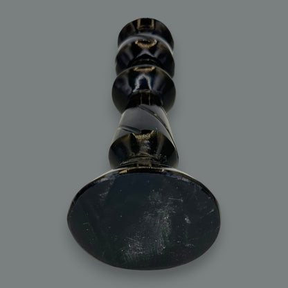 Hand-Carved Black Onyx Stone Taper Candle Holder 10.5 Inch