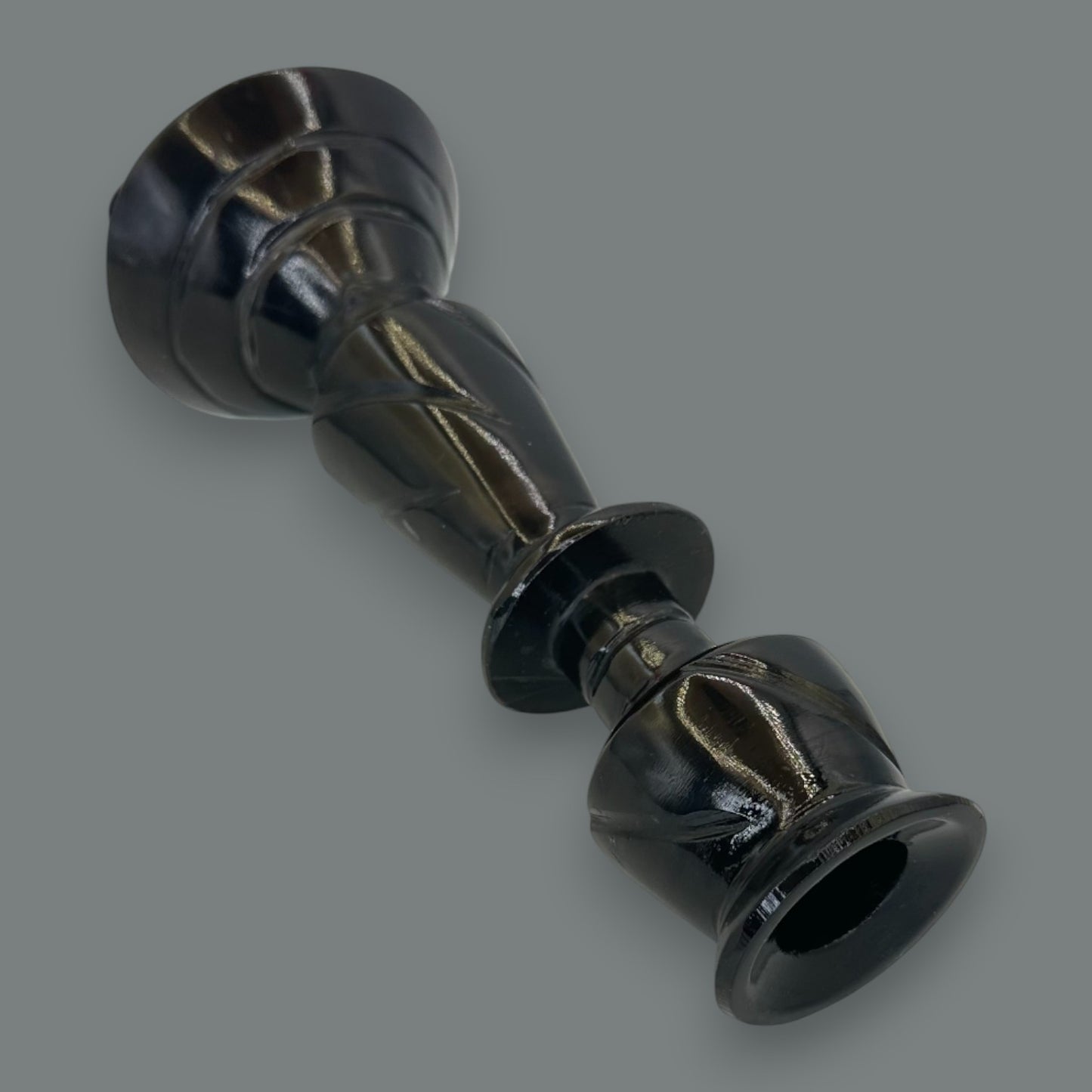 Hand-Carved Black Onyx Stone Taper Candle Holder 10.5 Inch