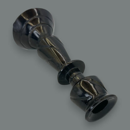 Hand-Carved Black Onyx Stone Taper Candle Holder 10.5 Inch