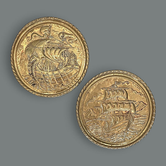 Vintage Brass Nautical Wall Plates – Viking Tallship Decor