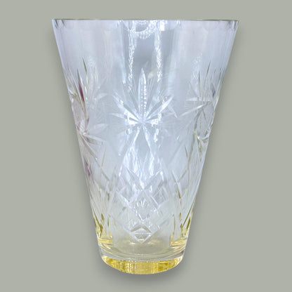 Vintage Czechoslovakian Hand-Etched Crystal Vase with Pinwheel Design