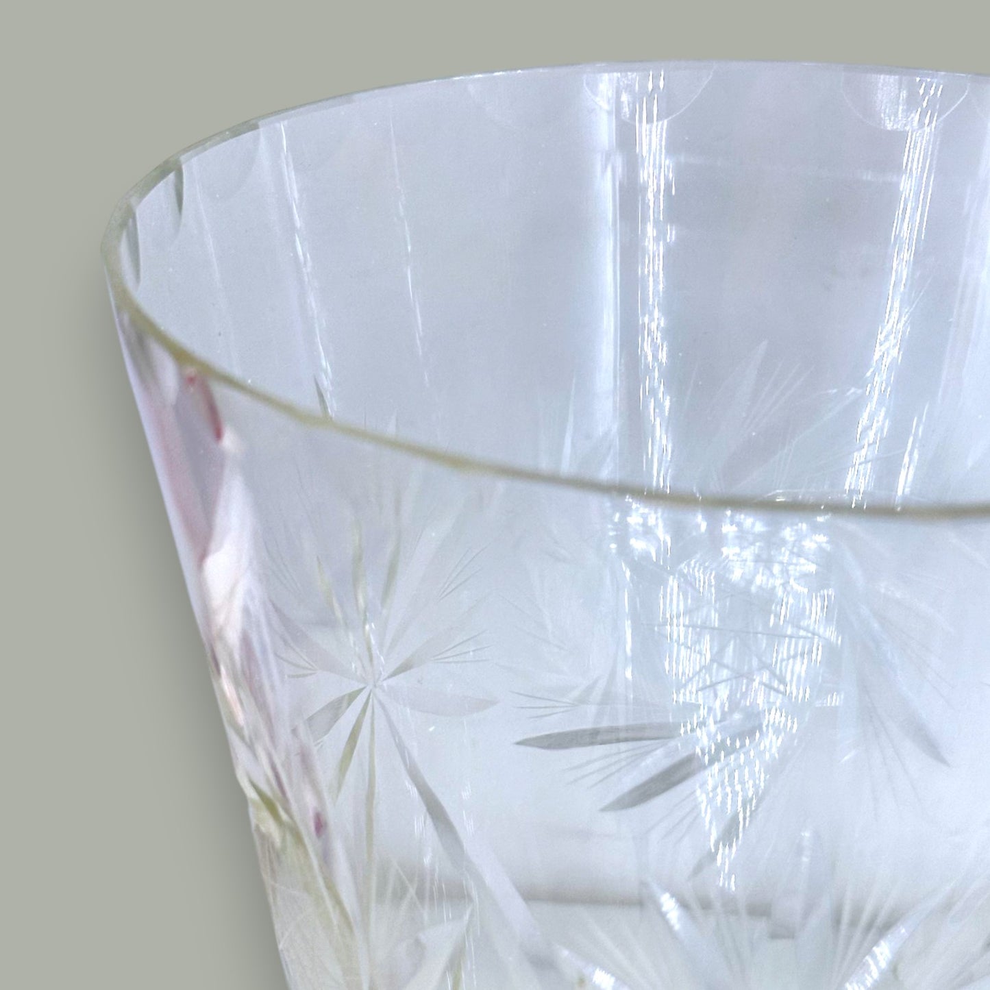 Vintage Czechoslovakian Hand-Etched Crystal Vase with Pinwheel Design