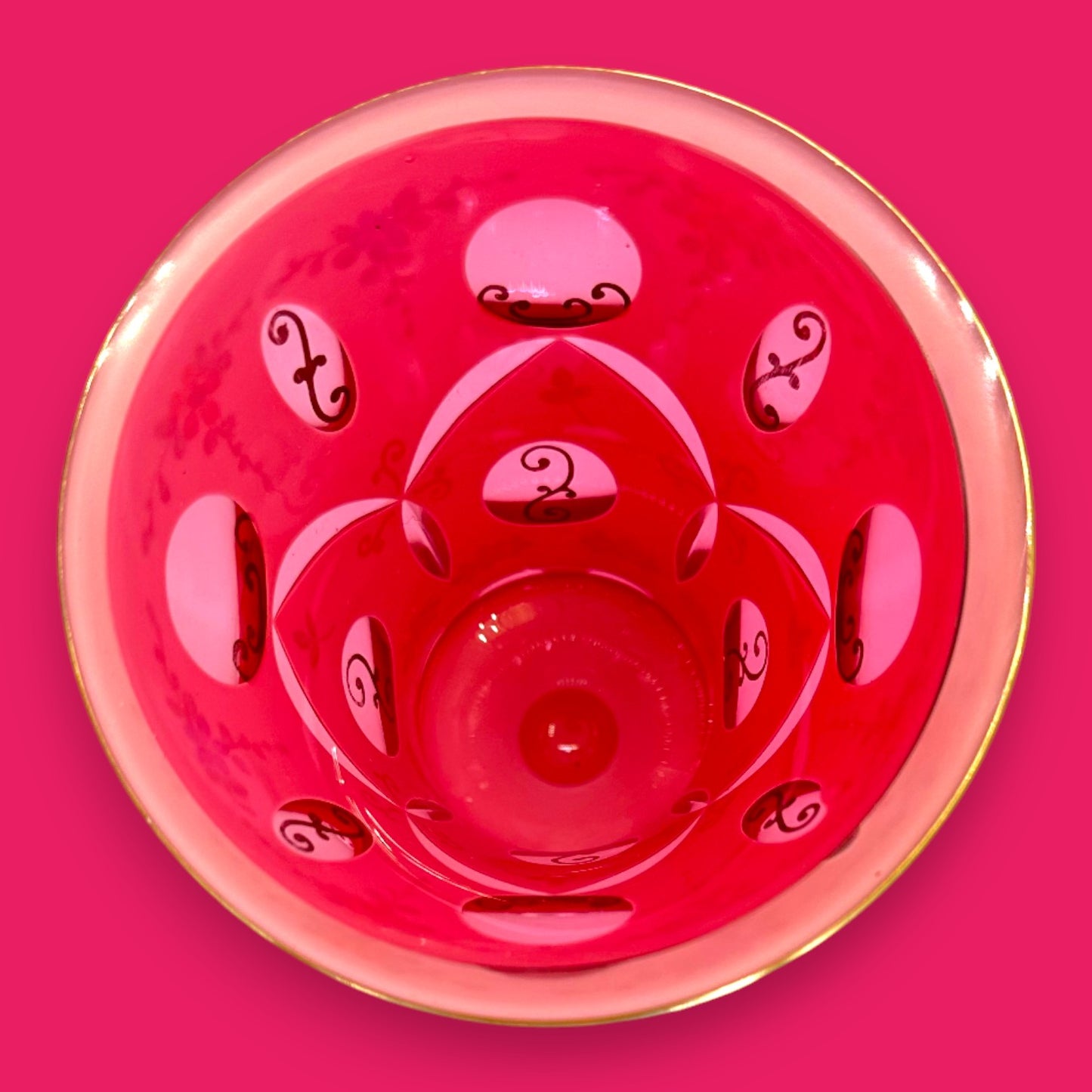 Vintage Moser Red Cut-to-Clear Bohemian Glass Urn