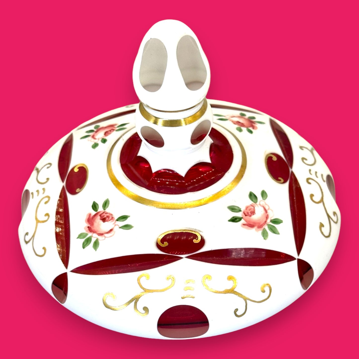 Vintage Moser Red Cut-to-Clear Bohemian Glass Urn