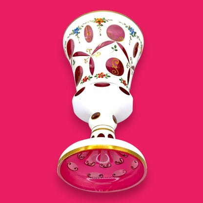 Vintage Moser Red Cut-to-Clear Bohemian Glass Urn