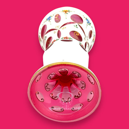 Vintage Moser Red Cut-to-Clear Bohemian Glass Urn