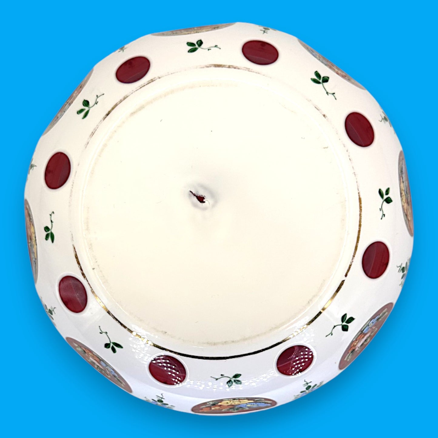 Moser Red and White Cut to Clear Bohemian Glass Bowl 6 Inch