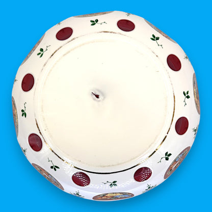 Moser Red and White Cut to Clear Bohemian Glass Bowl 6 Inch