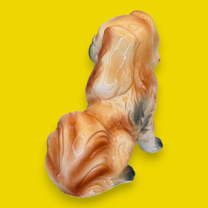 Vintage Ceramic King Charles Spaniel & Puppy on Chain, Made in Japan 👑