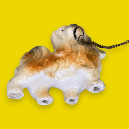 Vintage Ceramic King Charles Spaniel & Puppy on Chain, Made in Japan 👑