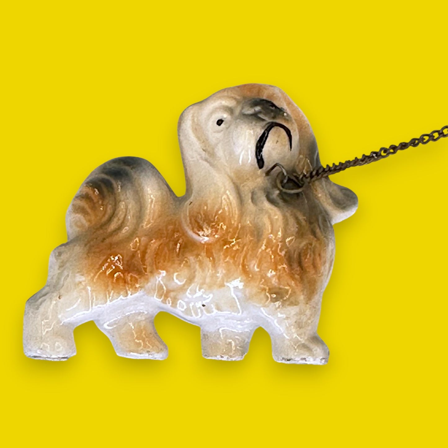 Vintage Ceramic King Charles Spaniel & Puppy on Chain, Made in Japan 👑