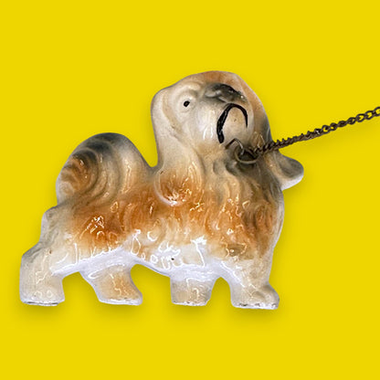 Vintage Ceramic King Charles Spaniel & Puppy on Chain, Made in Japan 👑