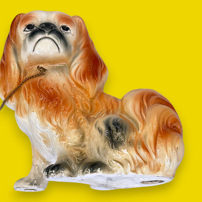 Vintage Ceramic King Charles Spaniel & Puppy on Chain, Made in Japan 👑