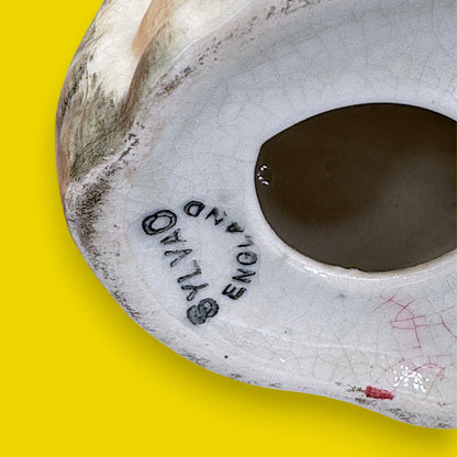 Vintage Sylvao Terrier Dog Figurine, Brown & White Glaze, Made in England 🐶