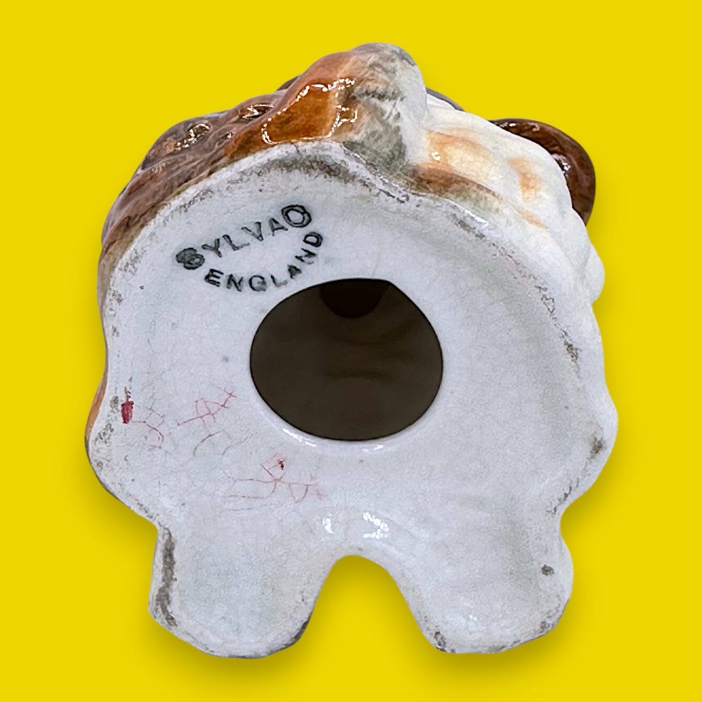 Vintage Sylvao Terrier Dog Figurine, Brown & White Glaze, Made in England 🐶