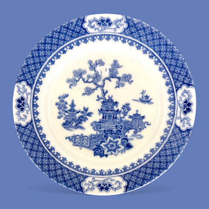 Vintage J&G Meakin Pagoda Blue and White Transferware Plate 9 Inch
