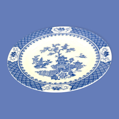 Vintage J&G Meakin Pagoda Blue and White Transferware Plate 9 Inch