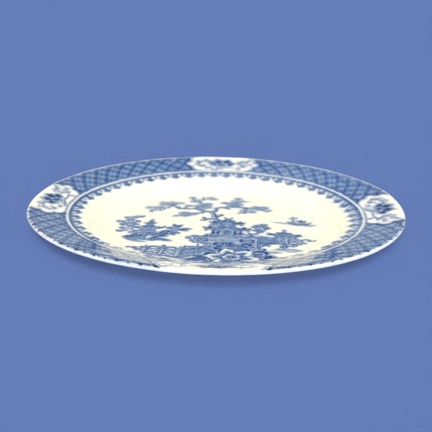 Vintage J&G Meakin Pagoda Blue and White Transferware Plate 9 Inch