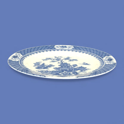 Vintage J&G Meakin Pagoda Blue and White Transferware Plate 9 Inch