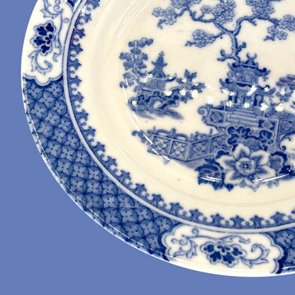 Vintage J&G Meakin Pagoda Blue and White Transferware Plate 9 Inch
