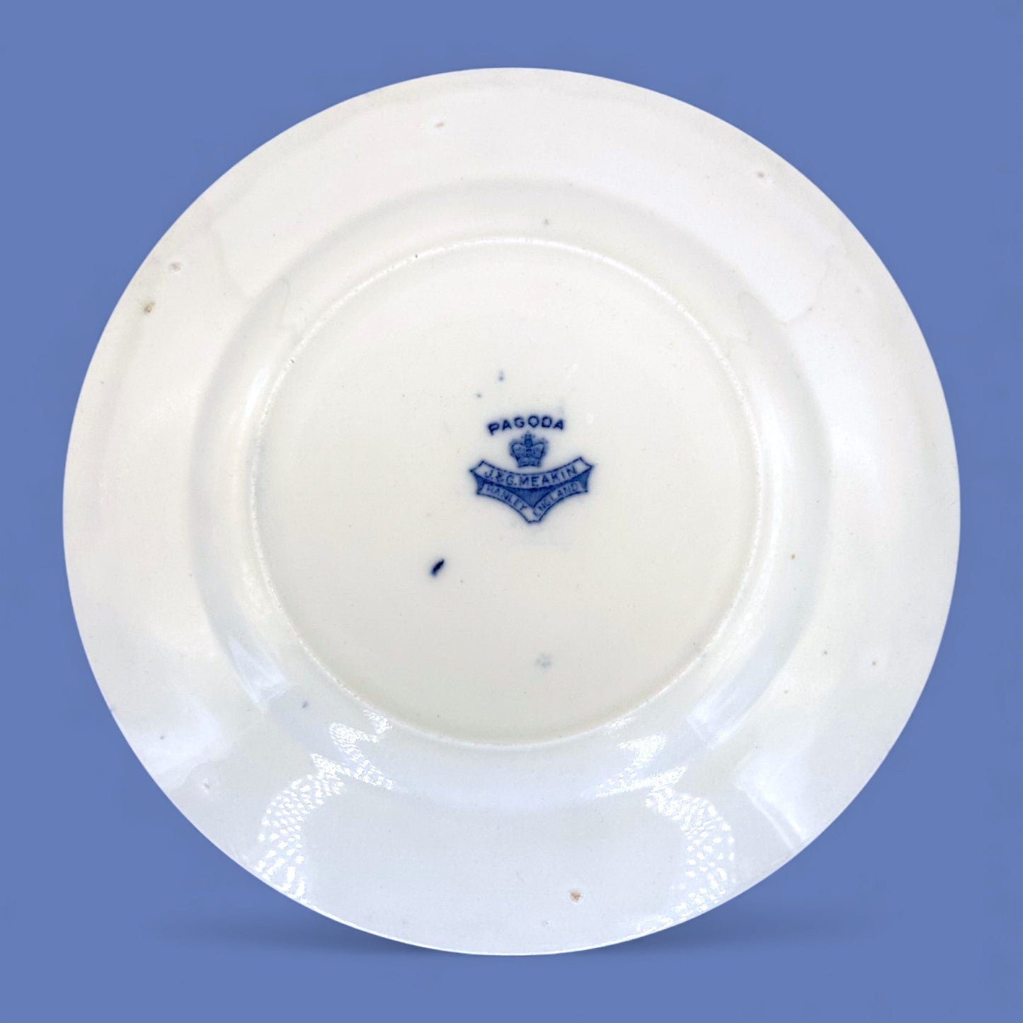 Vintage J&G Meakin Pagoda Blue and White Transferware Plate 9 Inch