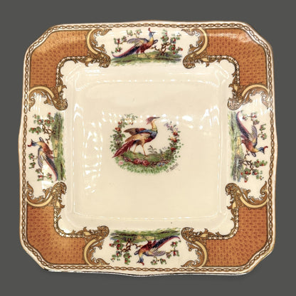 Vintage Myott Royal Crown Staffordshire Chelsea Bird Square Plate 8.5 Inch