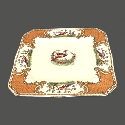 Vintage Myott Royal Crown Staffordshire Chelsea Bird Square Plate 8.5 Inch