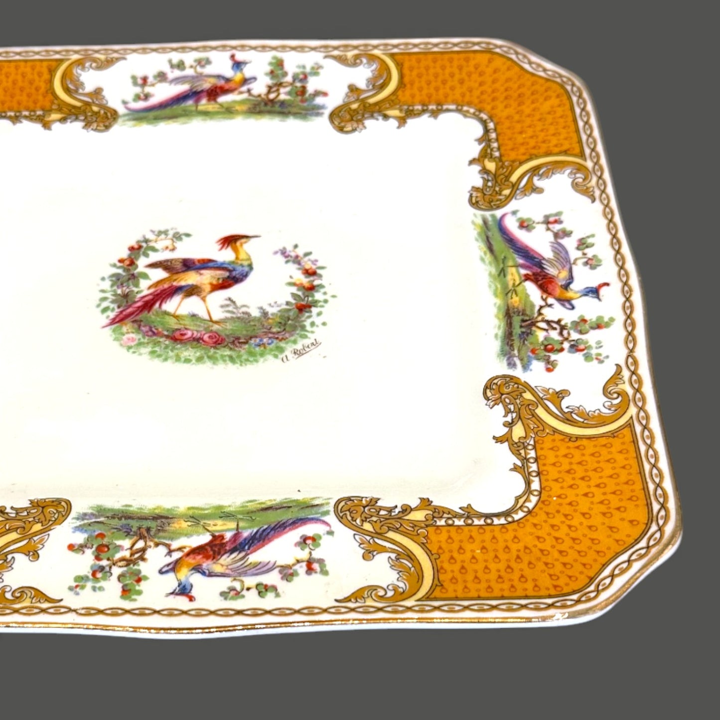 Vintage Myott Royal Crown Staffordshire Chelsea Bird Square Plate 8.5 Inch