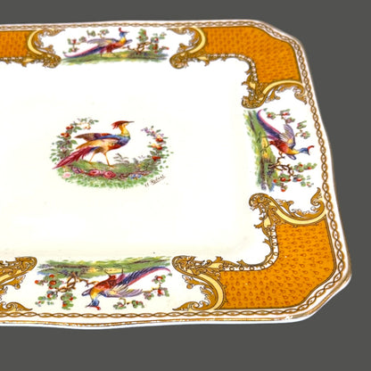 Vintage Myott Royal Crown Staffordshire Chelsea Bird Square Plate 8.5 Inch