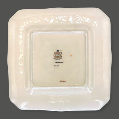 Vintage Myott Royal Crown Staffordshire Chelsea Bird Square Plate 8.5 Inch