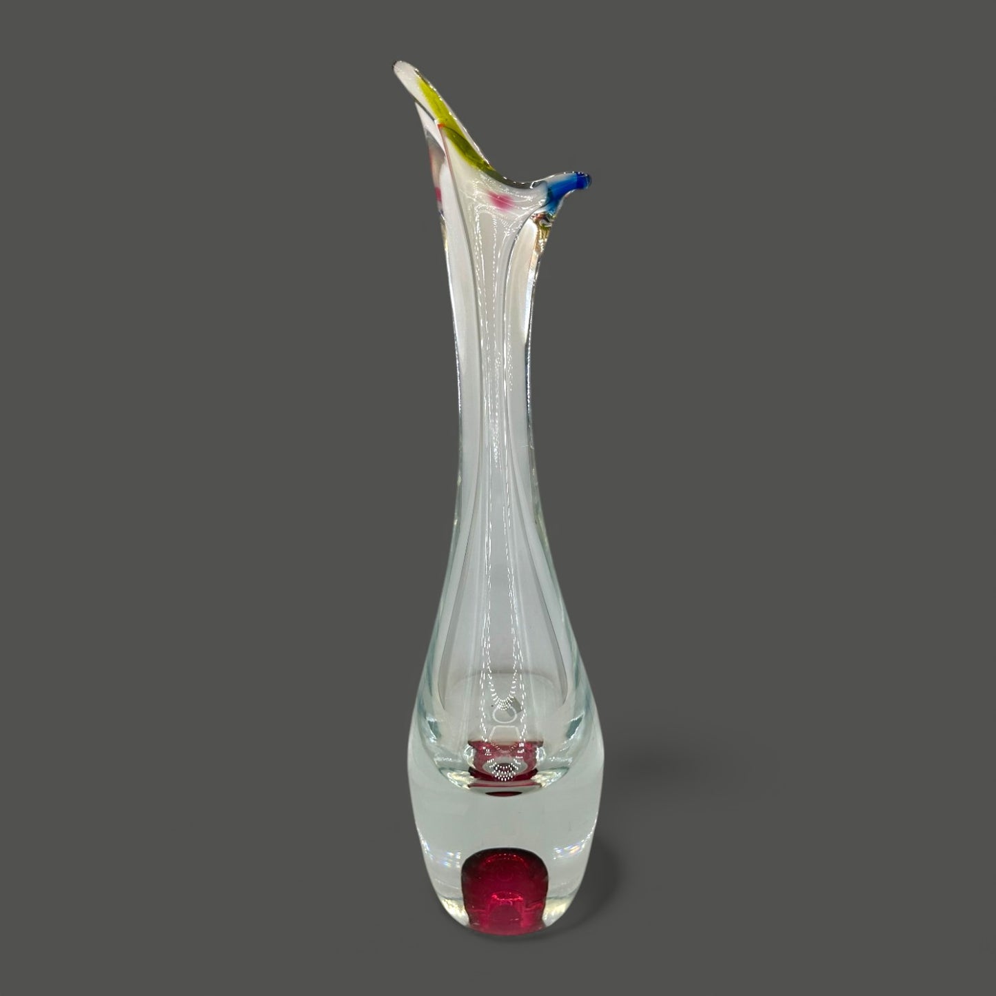 Chribska Mid Century Art Glass Vase 17 Inch Hand Blown Decor