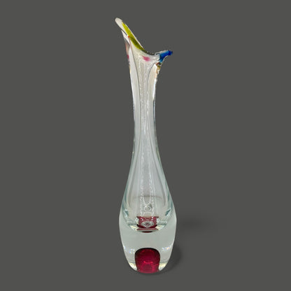 Chribska Mid Century Art Glass Vase 17 Inch Hand Blown Decor