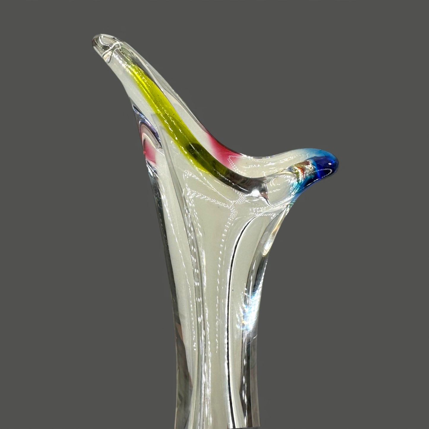 Chribska Mid Century Art Glass Vase 17 Inch Hand Blown Decor