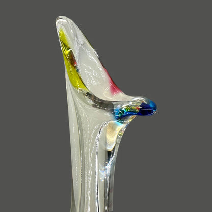 Chribska Mid Century Art Glass Vase 17 Inch Hand Blown Decor