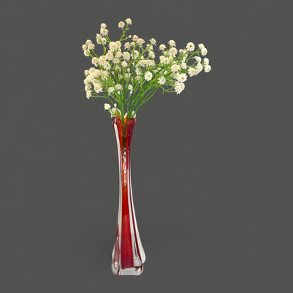 Red Murano Swung Glass Vase 12 Inch Vintage Italian Art Glass