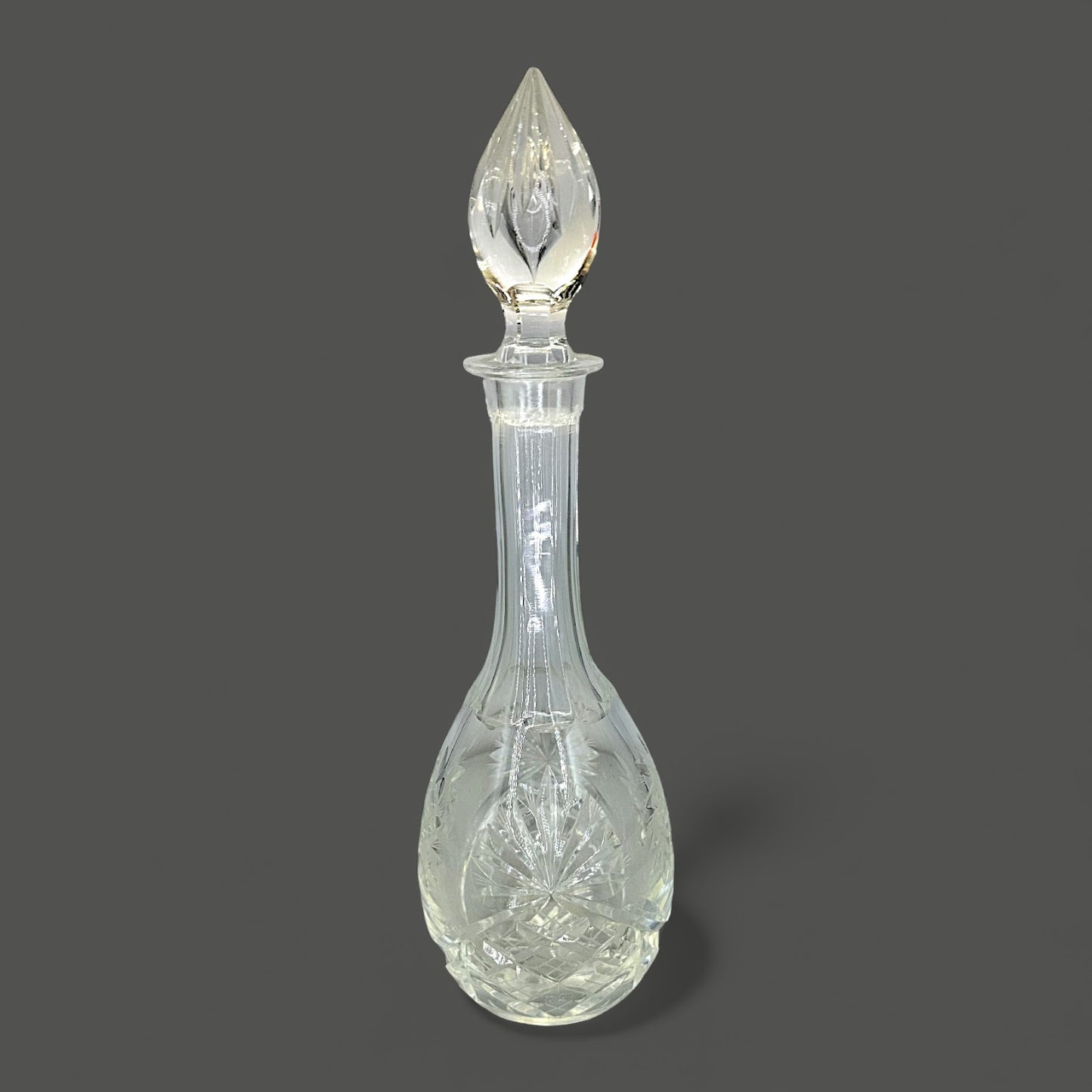 Vintage Crystal Whiskey Decanter – Mid-Century Round Barware