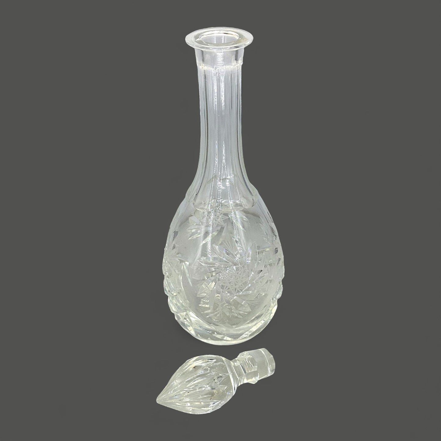 Vintage Crystal Whiskey Decanter – Mid-Century Round Barware