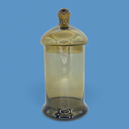 Vintage Amber Green Art Deco Apothecary Jar Handblown Glass