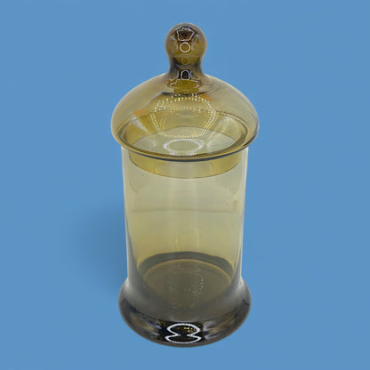 Vintage Amber Green Art Deco Apothecary Jar Handblown Glass