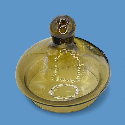 Vintage Amber Green Art Deco Apothecary Jar Handblown Glass