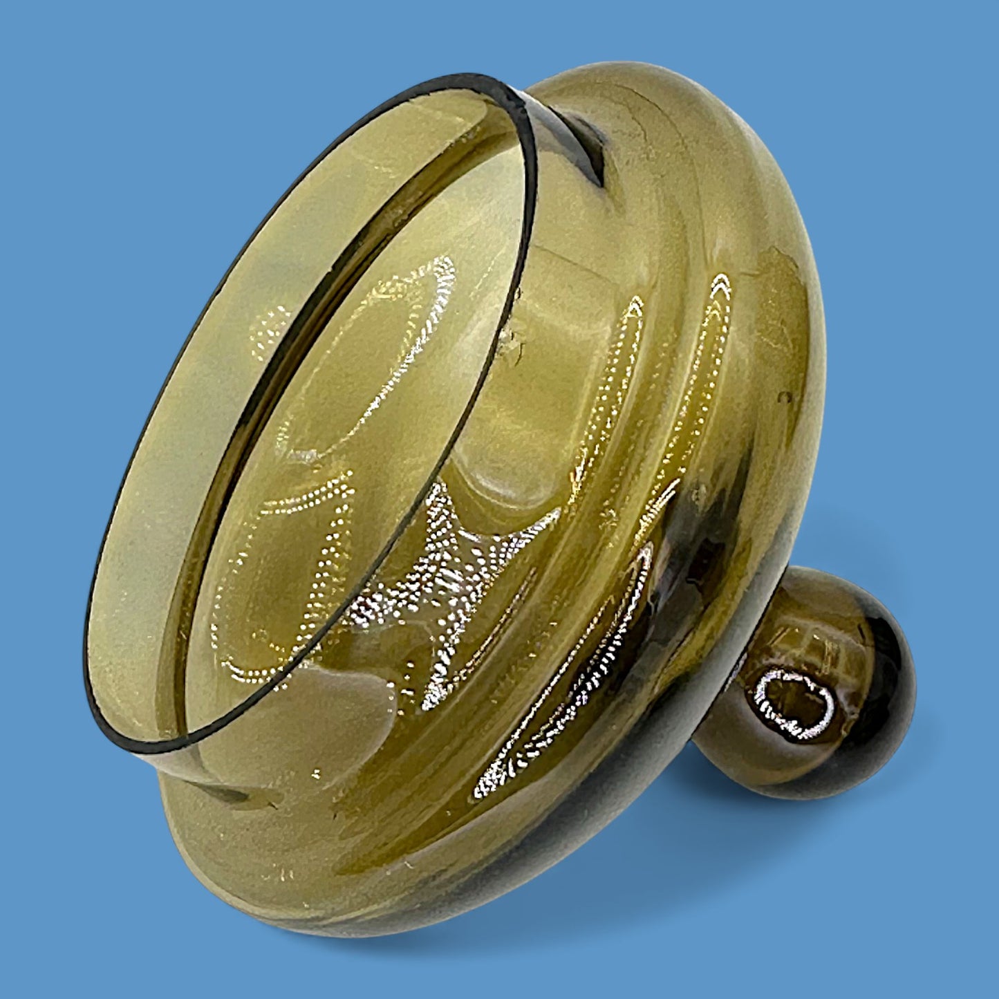 Vintage Amber Green Art Deco Apothecary Jar Handblown Glass