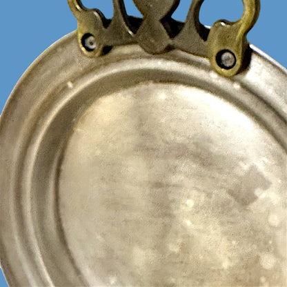 Vintage Pewter Wall Candle Sconce 11.5 Inch Reflector Backplate