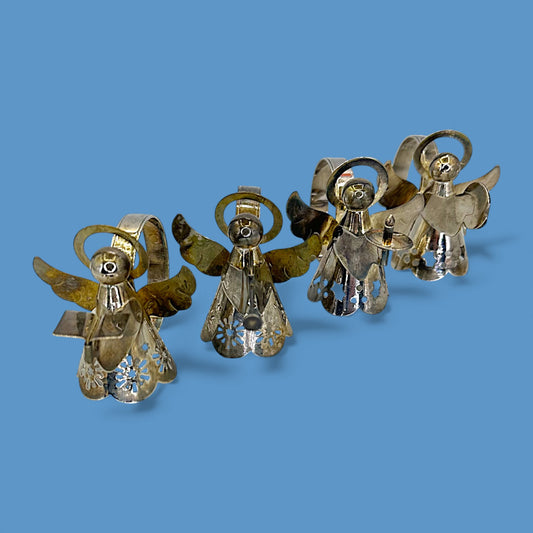 Vintage Silver Angel Napkin Rings Set of Four – Christmas Table Decor