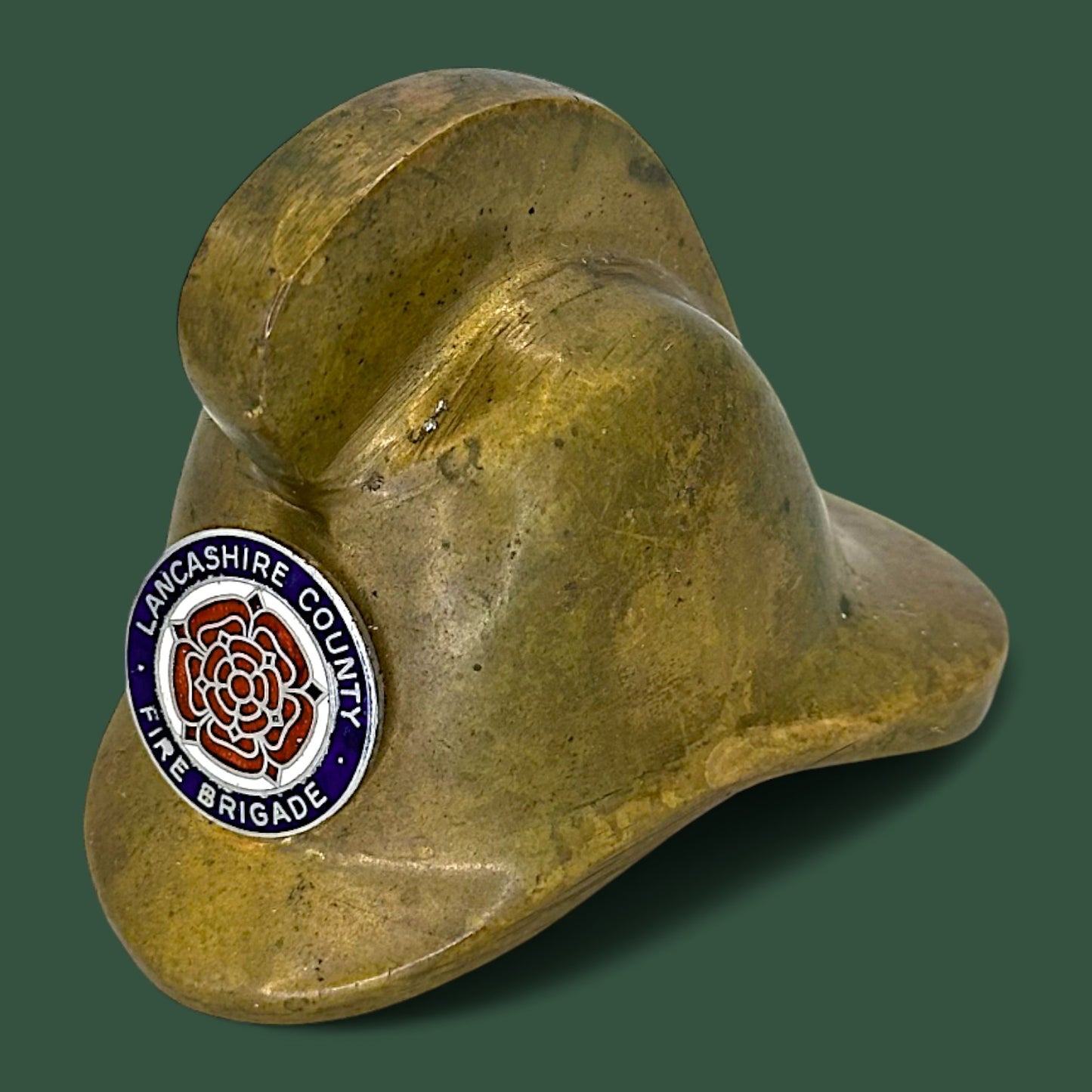 Lancashire County Brass Fireman Helmet Paperweight